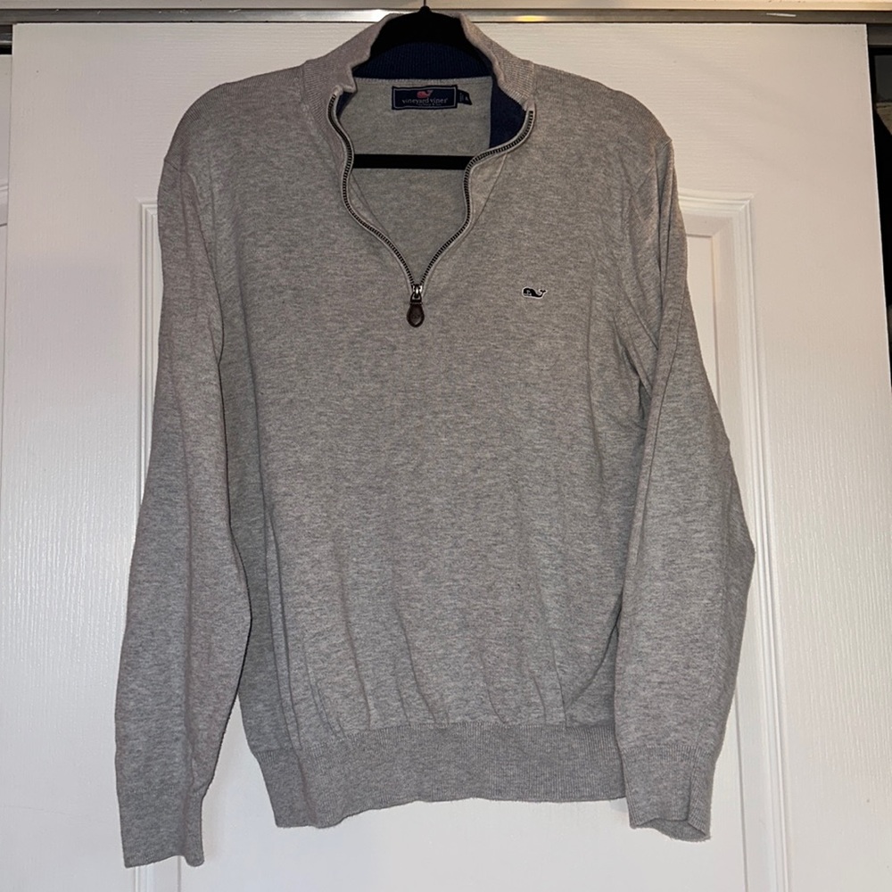 Vineyard Vines Light Heather Gray Quarter-Zip Pullover